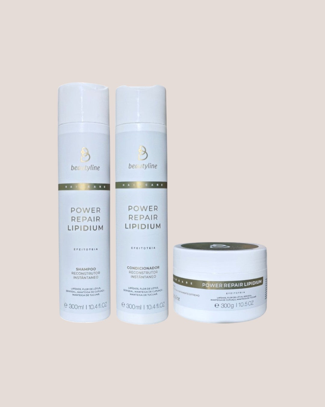 Kit Shampoo, Cond e Máscara Power Repair Lipidium 300g